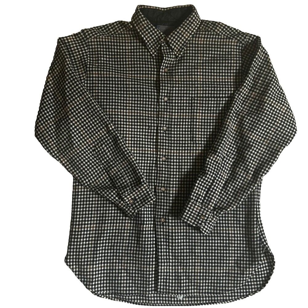 Vintage PENDLETON Mens Shirt Wool L Multicolor Houndstooth Button Down USA